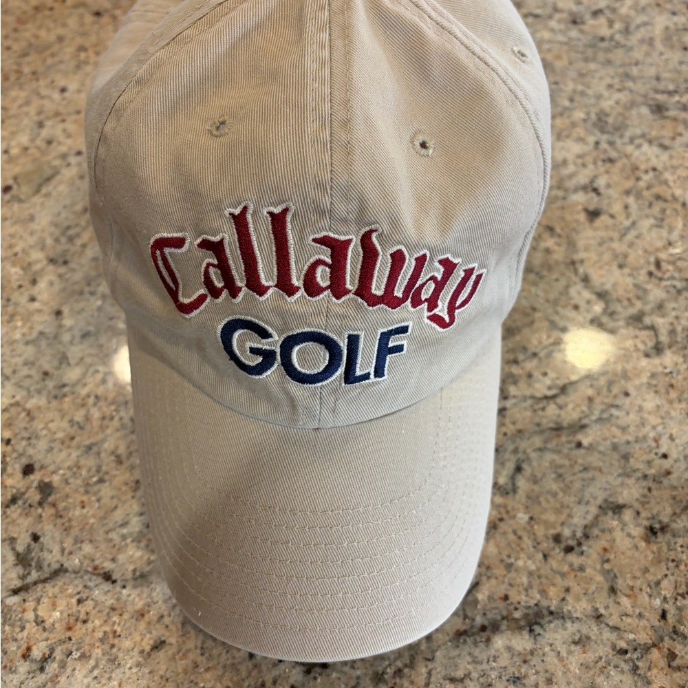 Callaway Tan Golf Cap with Red and Blue Logo